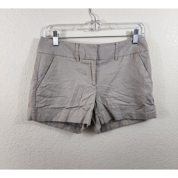 7th Ave NY and Co. Womens 2 Gold Shimmer Low Rise Linen Blend Shorts - Picture 1 of 7